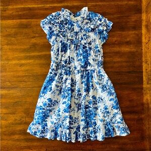 Janie and Jack Floral Blue and White Dress Sz 7